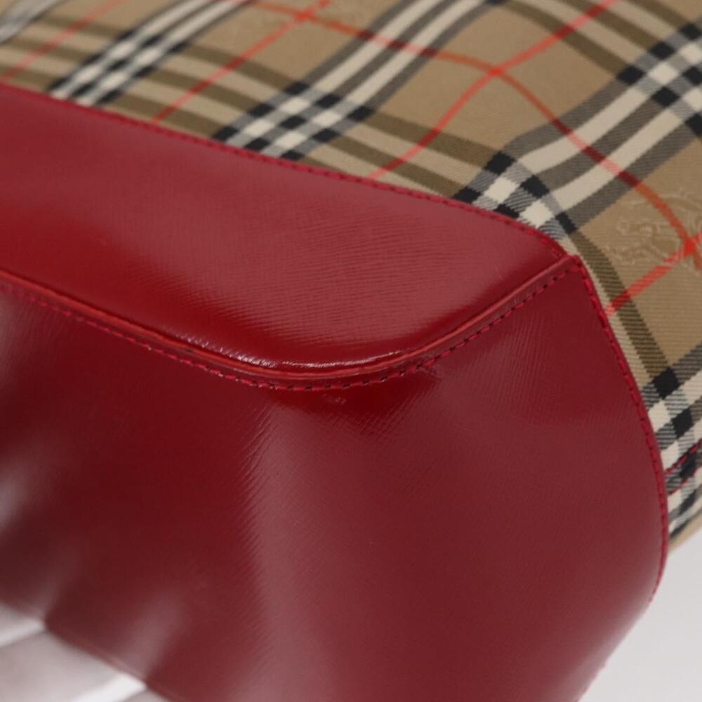 BURBERRY Nova Check Tote Bag Canvas Leather Beige Red gold Auth gh1367 - Picture 16 of 16
